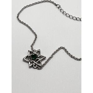 Sterling Star of David Bracelet w Round Simulated Emerald 8"